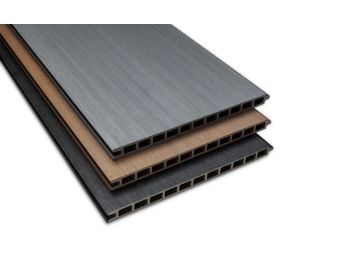 WPC Sichtschutzzaun Komplett-Set XL Dielen (Co-Extruded) mit ALU Pfosten
